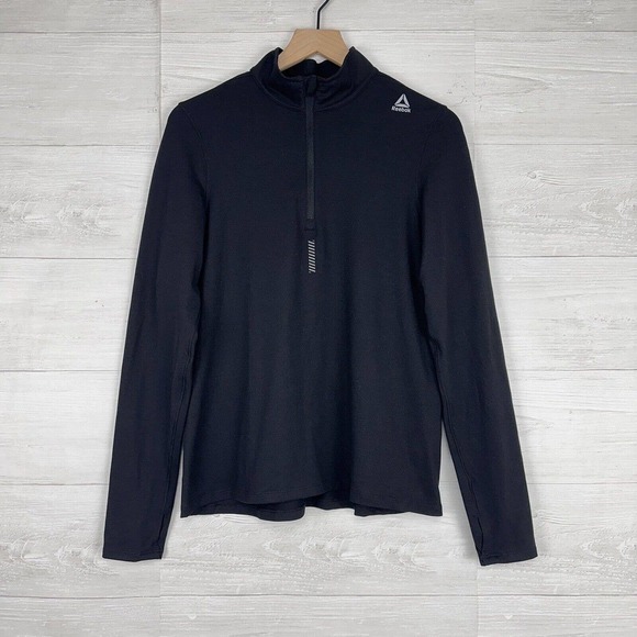 Reebok Womens Running Essentials Quarter Zip Sweatshirt Large Black Speedwick - Picture 14 of 14